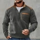 thumbnail image 1 of pstuiky Camisas de manga larga abrigadas para hombre, Suéter informal de moda para hombre, color liso, con bolsillos y cremallera, manga larga y cuello alto. tops de invierno para hombre s, 1 of 3
