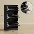 thumbnail image 4 of HOMCOM Modern Shoe Cabinet with 3 Flip Drawers for 12-18 Pairs, Black, 4 of 9