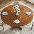 thumbnail image 4 of 47" Farmhouse Round Dining Table with Wood Tabletop and Sturdy Base, Circle Kitchen Table for 4 for Dining Room, Living Room, 4 of 7