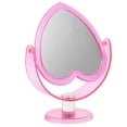 thumbnail image 4 of Espejo de maquillaje con forma de corazón, espejo acrílico transparente de doble cara, espejo decorativo de escritorio para el hogar (rosa), 4 of 8