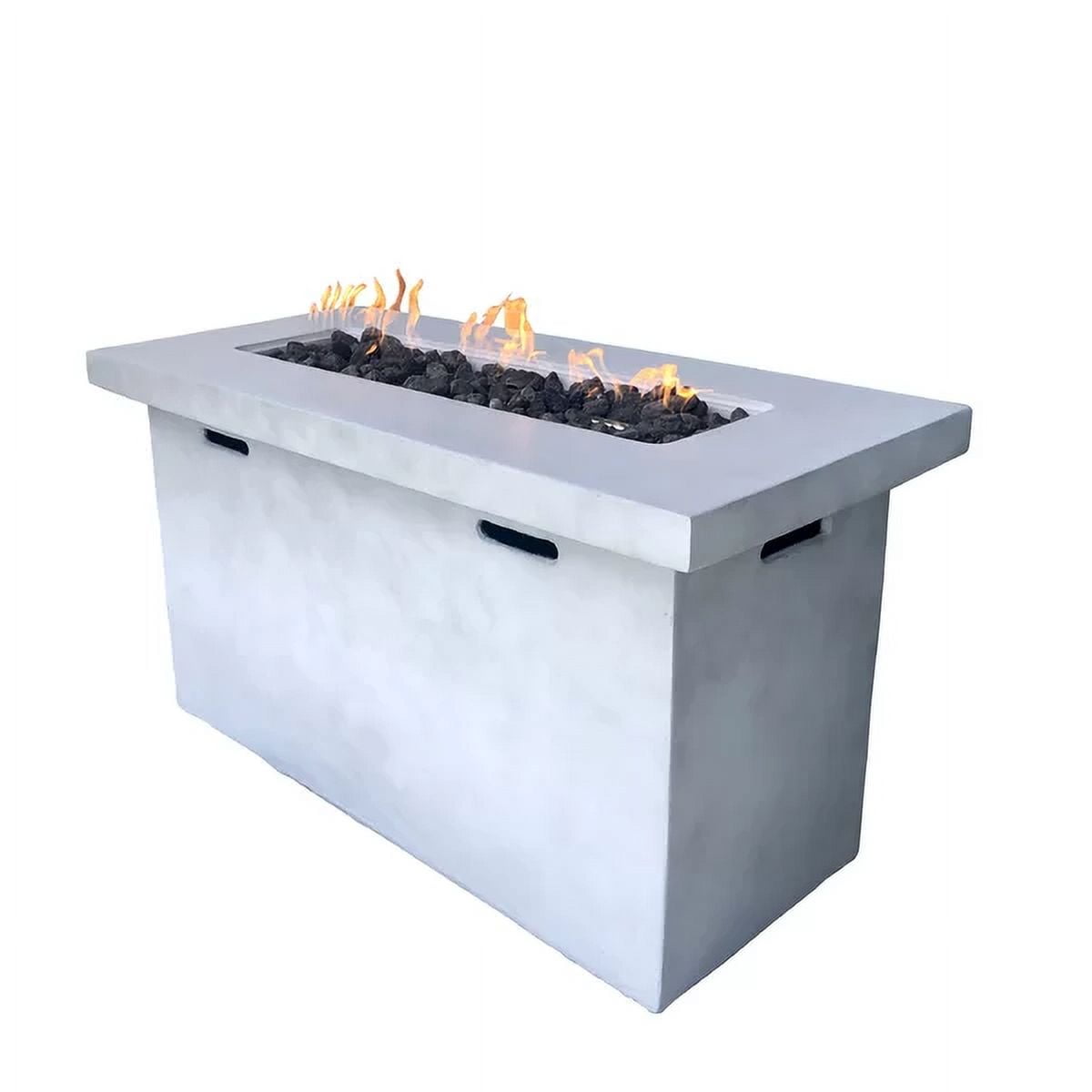 E-Western 25 Inch H x 42 Inch W Fiber Reinforced Concrete Propane Outdoor Fire Pit Table for Garden Outdoor Heating