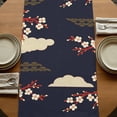 thumbnail image 5 of Table Runners 72 Inches Long Dress Scarves, Japanese Style Farmhouse Kitchen/Dining Table Runner, Coffee Tablerunners, Modern Cranes Cherry Flower Wave Red Blue 16x72 Inch, 5 of 9