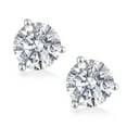 thumbnail image 2 of Gem Stone King 4 Ct Round Cut Lab Grown Diamond 3 Prong Martini Screw Back Stud Earrings for Women | 14K White Gold | IGI Certified | D-E Color | VS1-VS2 Clarity | Gold Earrings for Women Men, 2 of 5