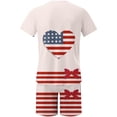 thumbnail image 4 of TIMIFIS Ensemble Court Rouge Homme Été Décontracté Imprimé Fête de l'Indépendance 2 Pcs Col Rond T-shirt Manches Courtes et Shorts Taille Élastique - Printemps/été, 4 of 5