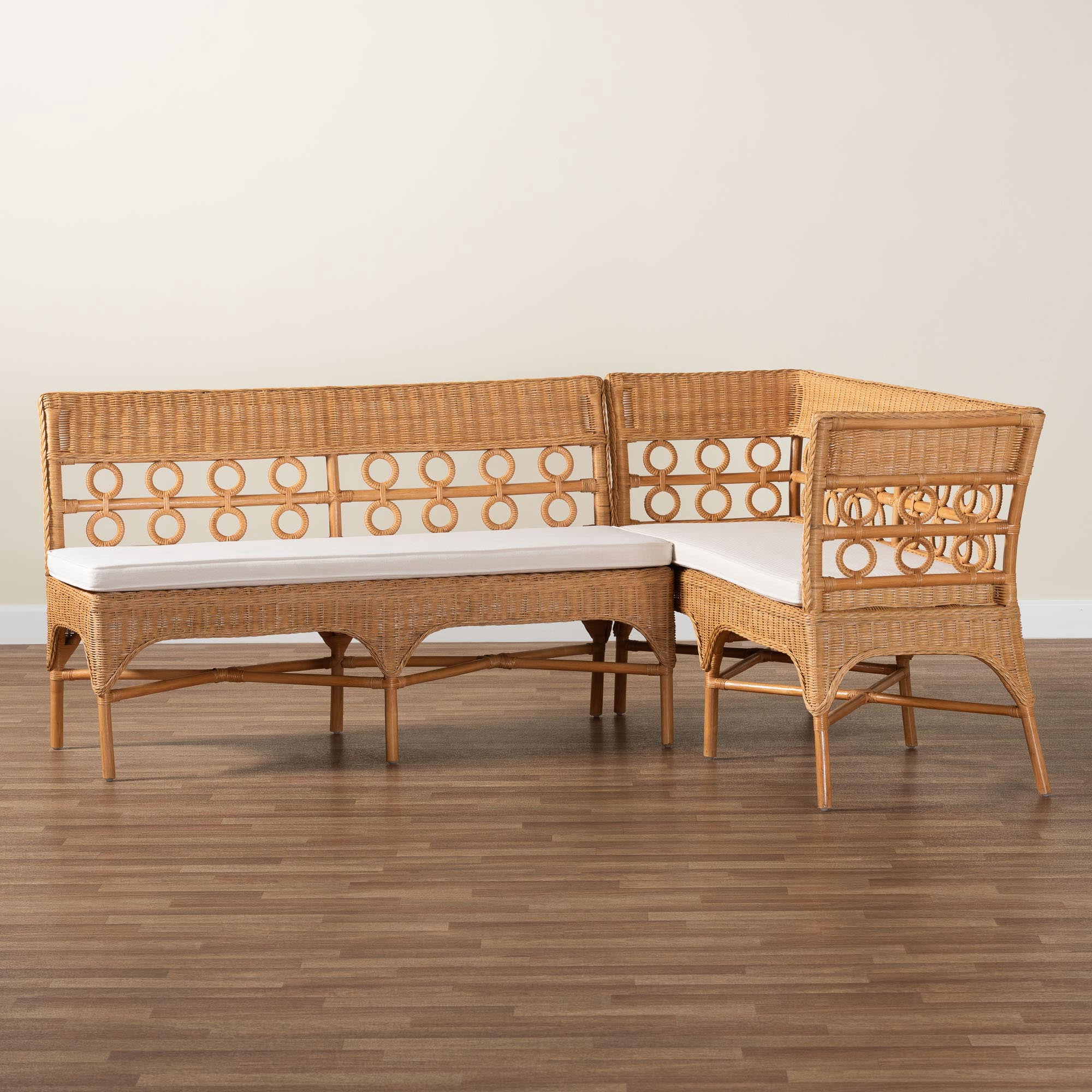 bali & pari Oxford Boho Dining Nook Setk Bench Set, 2-Piece, Light Honey