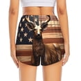 thumbnail image 3 of Picia Deer American Flag Vintage Pattern Women's 2 in 1 Athletic Running Shorts High Waisted Workout Casual Gym Sweat Shorts with Comfy Liner Zipper Pockets-Large, 3 of 9
