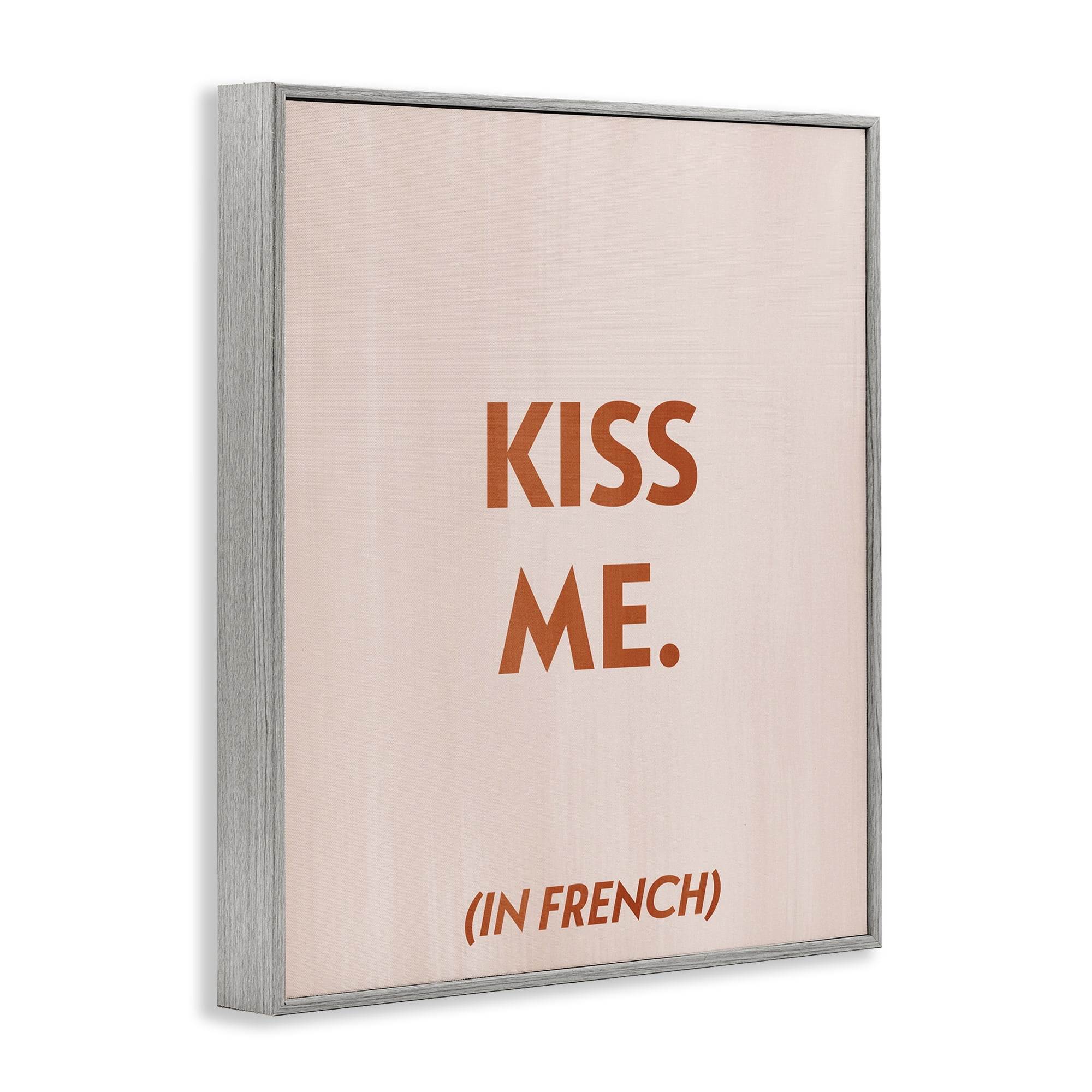 Stupell Industries Kiss Me In French Typography Painting Gray Framed Art Print Wall Art, 16 x 20