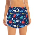 thumbnail image 2 of Fuzoiu Colorful Excavator Print Women's Athletic Shorts, Double-Layer Running Shorts with Pocket,Women's Workout Shorts for Yoga, Gym, and Workouts-Medium, 2 of 7