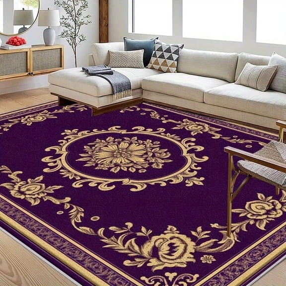 1PC Floral Patterned Area Rug Local Carpet, Lightweight Washable Easy-to-Tidy Carpet Mat Festival Gift, Suitable for Living Room, Bedroom, Dining Room, Office, Balcony, Room Accessones