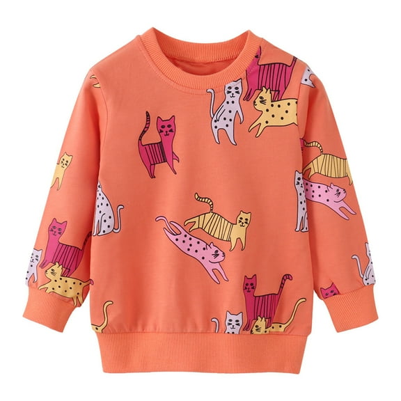 Ytdscs Baby Toddler Boys Girl's Cat Print Sweatshirt Crewneck Long Sleeve Pullover Shirt Kids Spring Fall Unisex Sweaters Tops for 1-8 Years
