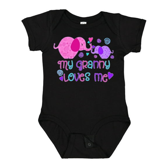 Inktastic My Granny Loves Me Cute Elephants Boys or Girls Baby Bodysuit