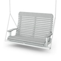 Wildridge Signature Porch Swing, Light Gray and White - Outdoor Weather Resistant Recycled Plastic Furniture for Patio