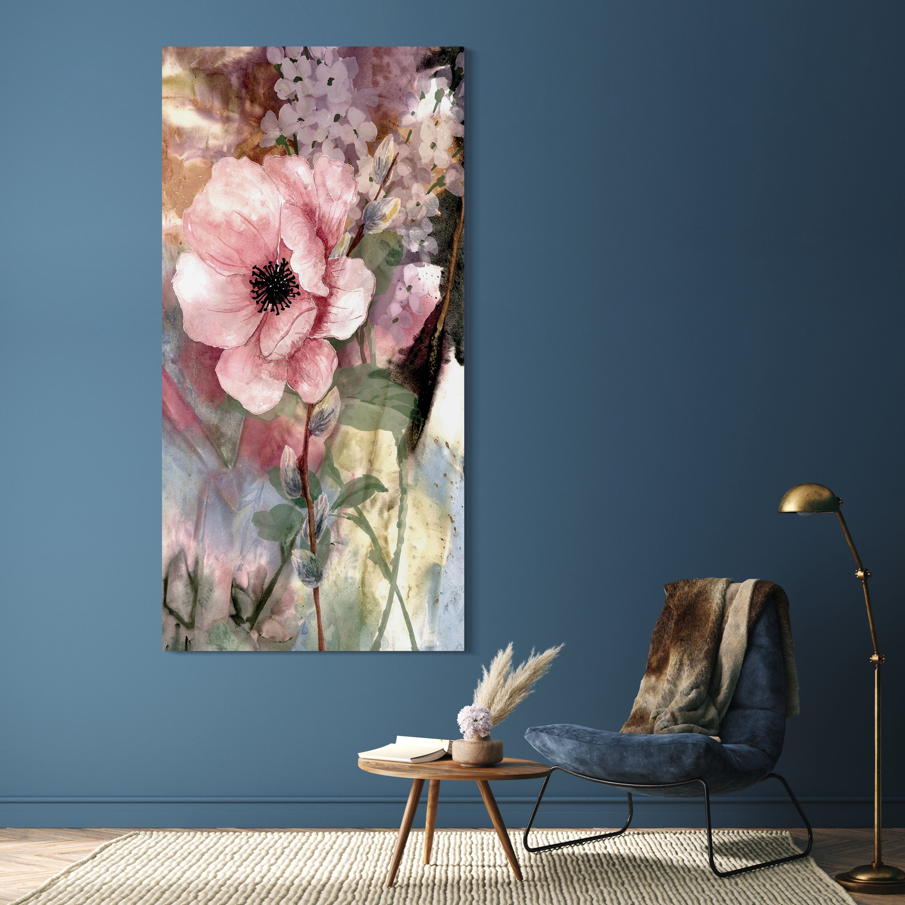 "Pastel Fleur II" Frameless Free Floating Reverse Printed Tempered Glass Wall Art