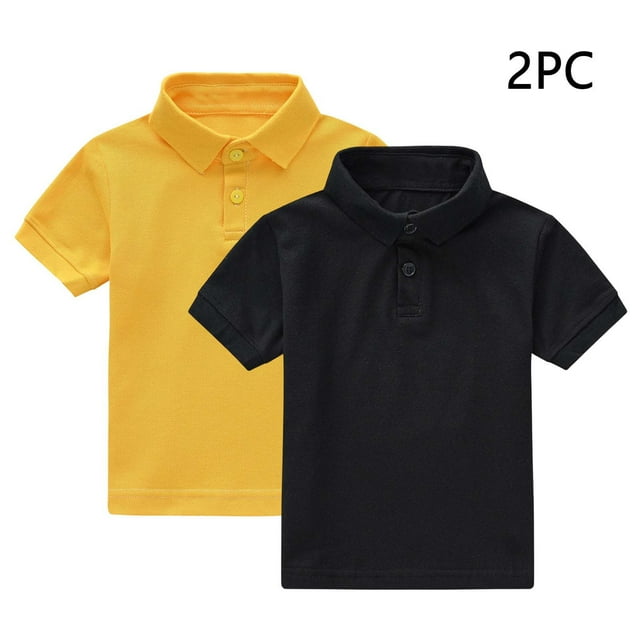 YUNAFFT Polos Décontractés d'Été pour Garçons et Filles Lot de 2 Couleur Unie Manches Courtes Col Rond