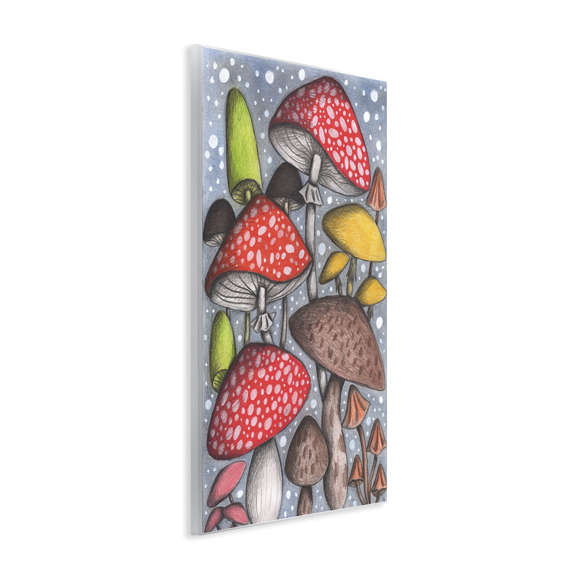 Sketched Magical Mushrooms Wall Plaque Art, design by Cecilia Battaini