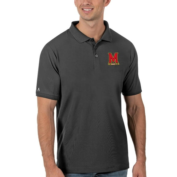 Men's Antigua Anthracite Maryland Terrapins Legacy Pique Polo
