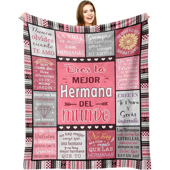 XZYG Regalo Para Hermana Manta Española Regalos De Cumpleaños Para Hermanas Mejores Hermanas Regalos De Graduación/Navidad/Día De San Valentín Para Hermanas Sister Gifts Blanket(60*80inch)