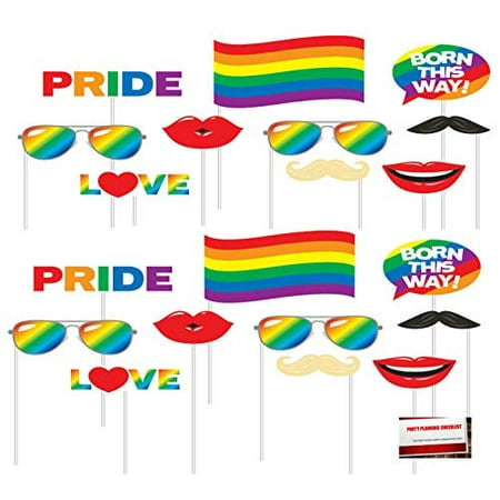 Mike Love Christmas Party Rainbow Pride Love (20 pcs) Party Photo Booth Props (Plus Party Planning Checklist by Mikes Super Store) ()
