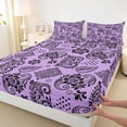 thumbnail image 4 of jejeloiu Mystic Paisley Queen Sheets For Men Women,Bold Print Queen Sheet Sets,Purple Black,4-Piece,1 Flat Sheet, 1 Fitted Sheet and 2 Pillowcases, 4 of 6