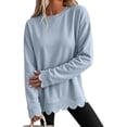 thumbnail image 3 of Women's Long Sleeve Tops Zeliretfy Womens Oversized Crewneck Sweatshirts Scalloped Casual Pullover Tops Long Sleeve Relaxed Loose Fit Lightweight Loungewear Athletic Daily Trendy Fall Outfits, 3 of 8