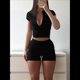 thumbnail image 4 of Conjunto de Yoga para Mujer, 2 Piezas, Pantalones Cortos de Cintura Alta Sin Costuras, Chándal para Mujer, Conjunto de Ejercicio. Negro L, 4 of 7