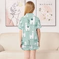 thumbnail image 4 of Silky Satin Kids' Pajama Set Breathable & Smooth Unisex Button-Down Pajamas Cute Cartoon Llama Pattern, 4 of 8