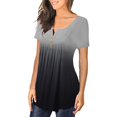 thumbnail image 4 of ICHUANYI Clearance Women Round-Neck Short Sleeve Gradient Strappy Shoulder T-Shirt Tops Blouses(Gray, M) ICHUANYI WER2023081007270, 4 of 7