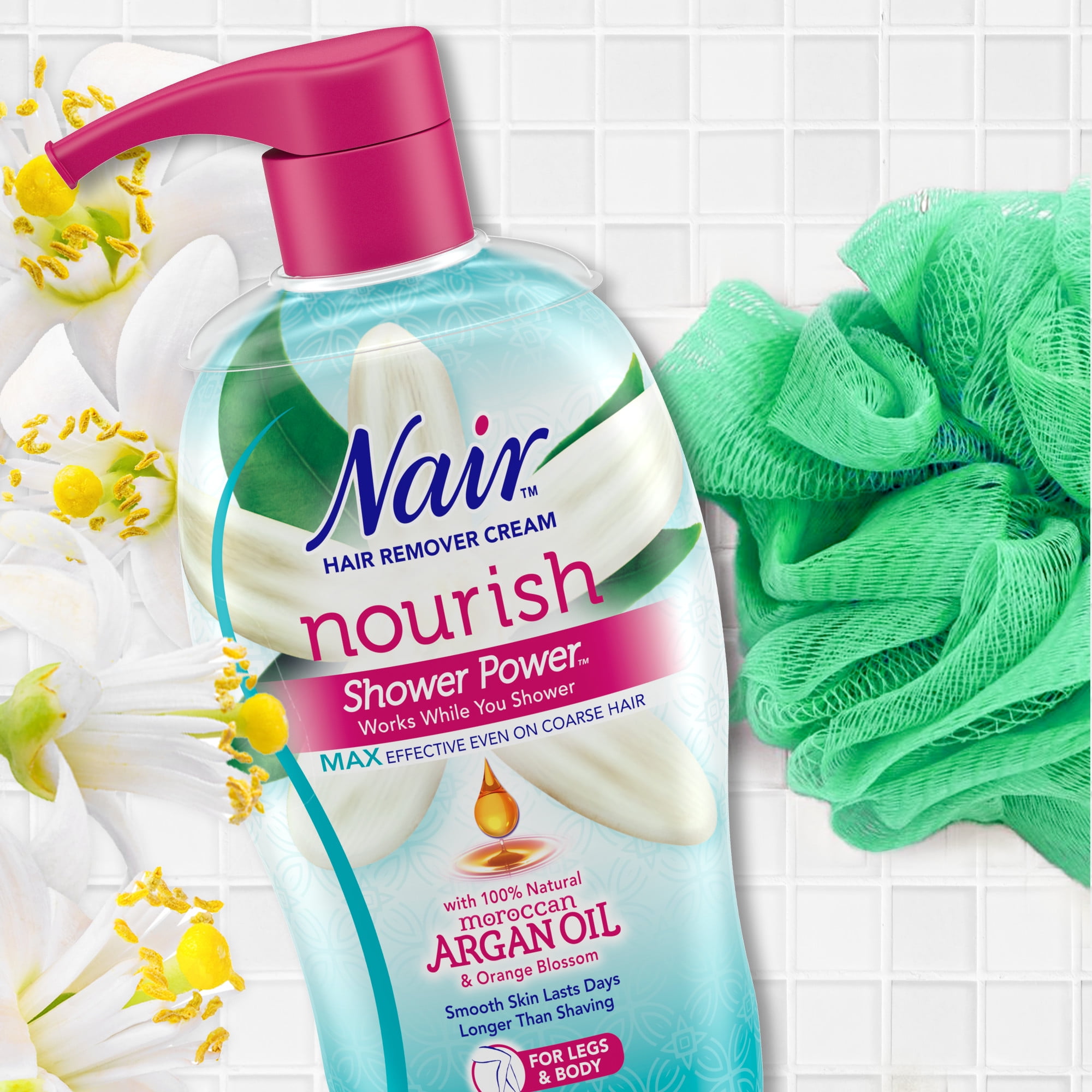 Nair Hair Remover Cream Nourish Shower Power Moroccan Argan Oil, 13 oz. -  