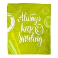 thumbnail image 1 of LADDKE Throw Blanket Warm Cozy Print Flannel Graphic Lettering Motivating Saying Always Keep Smiling Effect Border Comfortable Soft for Bed Sofa and Couch 50x60 Inches, 1 of 1