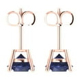 thumbnail image 4 of 14K Solid Gold Push Back Stud Earrings for Women | 3 cttw Round Cut Simulated Blue Sapphire | Rose Gold, 4 of 5