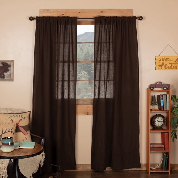 VHC Brands Burlap Curtain Panel Set