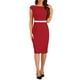 thumbnail image 1 of Vestido de oficina INSPIRE CHIC para mujer, con mangas cortas, ceñido elegante y cinturón, color rojo, 1 of 6