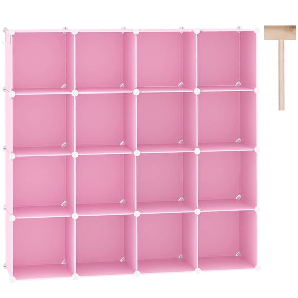 Organizador de almacenamiento en forma de cubo C&AHOME con 16 estantes cúbicos, color rosa UPCS16P