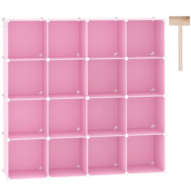Organizador de almacenamiento en forma de cubo C&AHOME con 16 estantes cúbicos, color rosa UPCS16P