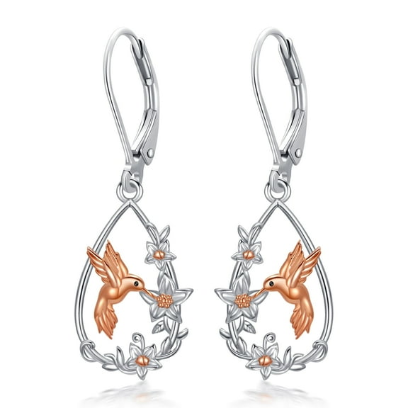 Hummingbird Earrings 925 Sterling Silver Rose Gold Hummingbird Dangle Earrings Cute Bird Earrings Jewelry Gifts for Women