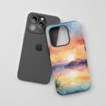 thumbnail image 3 of Sunset Lake Landscape For All iPhone Series Tough Phone Case Watercolor Style Orange Blue, 3 of 7
