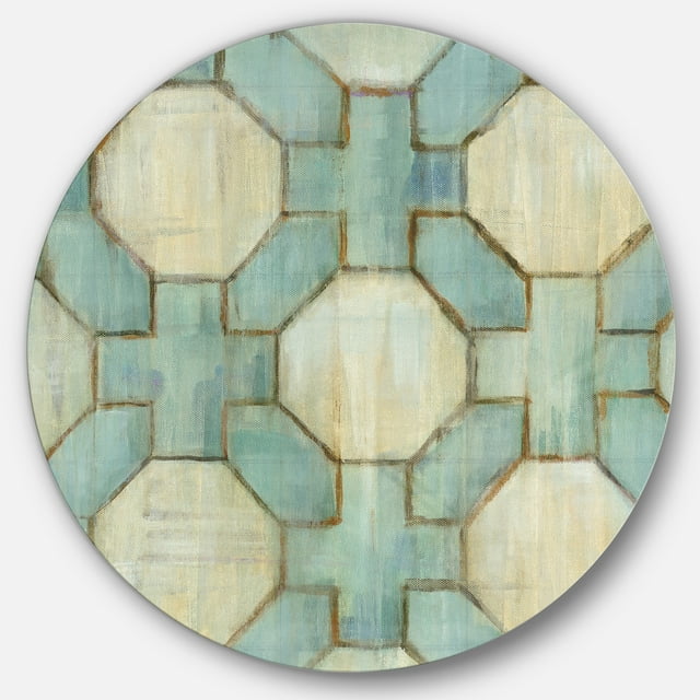 Designart 'Geometric Title Element' Geometric Metal Circle Wall Art