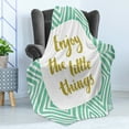 thumbnail image 4 of Enjoy the Little Things Soft Flannel Fleece Throw Blanket, Inspiration Words with Bullseye Pattern Rhombuses, Cozy Plush for Indoor and Outdoor Use, 60" x 80", Dark Yellow Turquoise, by Ambesonne, 4 of 5