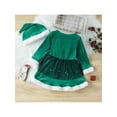 thumbnail image 3 of Kids Baby Girl Christmas Dress Outfit, Long Sleeve Plush Trim Belted Dress + Santa Hat 2 Pieces Clothes Set 2-6 Years, 3 of 7