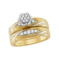 thumbnail image 2 of FB Jewels 10kt Yellow Gold His Hers Round Diamond Cluster Matching Wedding Set 1/2 Cttw Size 7, 2 of 3