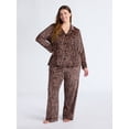 thumbnail image 2 of Joyspun Women’s Stretch Velour Notch Collar Long Sleeve Pajama Set, Sizes XS to 4X, 2 of 5