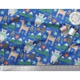 thumbnail image 3 of Soimoi Blue Cotton Voile Fabric Bear & Reindeer Cartoon Print Sewing Fabric Yard 42 Inch Wide, 3 of 3