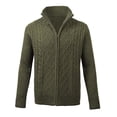 thumbnail image 3 of CVLIFE Mens Cardigan Sweater Zip Up Jacket Open Front Outwear Plain Long Sleeve Cardigans Winter Sweaters Army Green M, 3 of 5