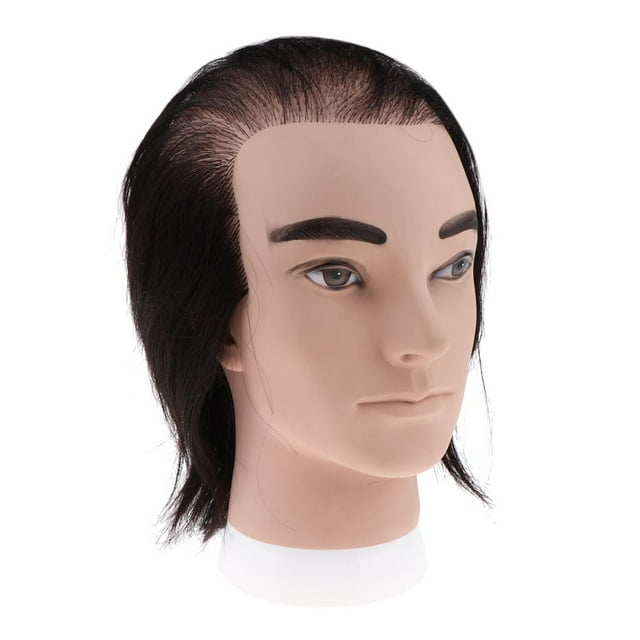 Cabeza de Maniquí Peluca de Salón de Cabello Cabeza de Práctica de Entrenamiento de Tejido - Negro b Calvo