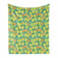 thumbnail image 1 of Cartoon Soft Flannel Fleece Blanket, Abstract Hearts Stars Scales and Rhombuses on Pineapples Exotic Fruit Illustration, Cozy Plush for Indoor and Outdoor Use, 50" x 60", Multicolor, by Ambesonne, 1 of 6