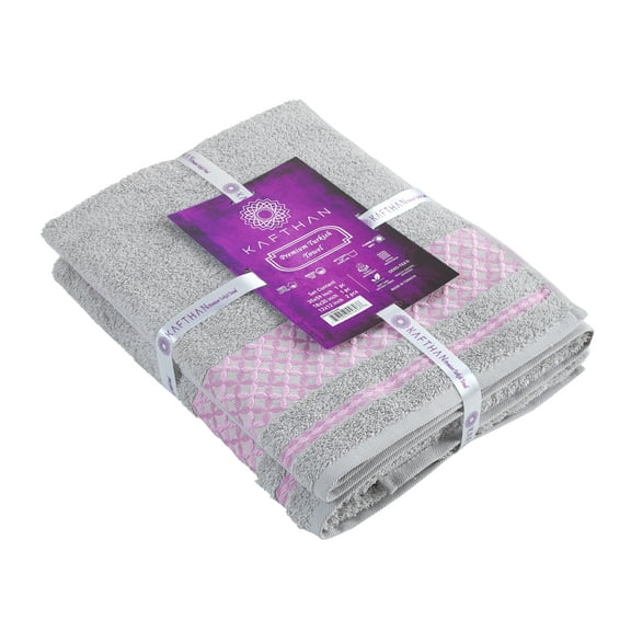 Plaid Bath Towel, Cotton Turkish Towels - Set of 4