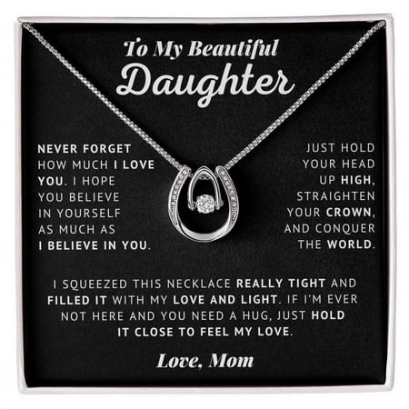 To My Daughter - Love & Light - Lucky In Love Necklace | Personalized For Daughter, Birthday Present Christmas Bday Xmas Holidays