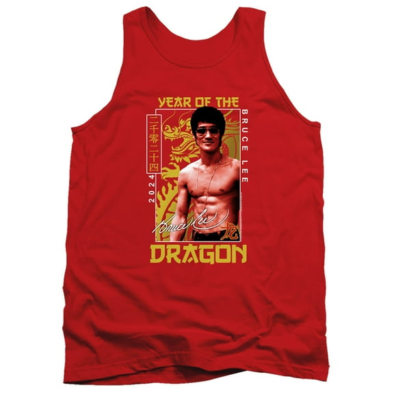 Bruce Lee Framed Year of the Dragon Unisex Adult Tank Top ,Red, Small
