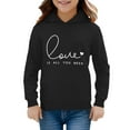 thumbnail image 4 of Toddler Girl' Hoodies Sweatshirts Long Sleeve Letter Prints Hoodie Pullover Tops Size 2-3T ,Black, 4 of 4