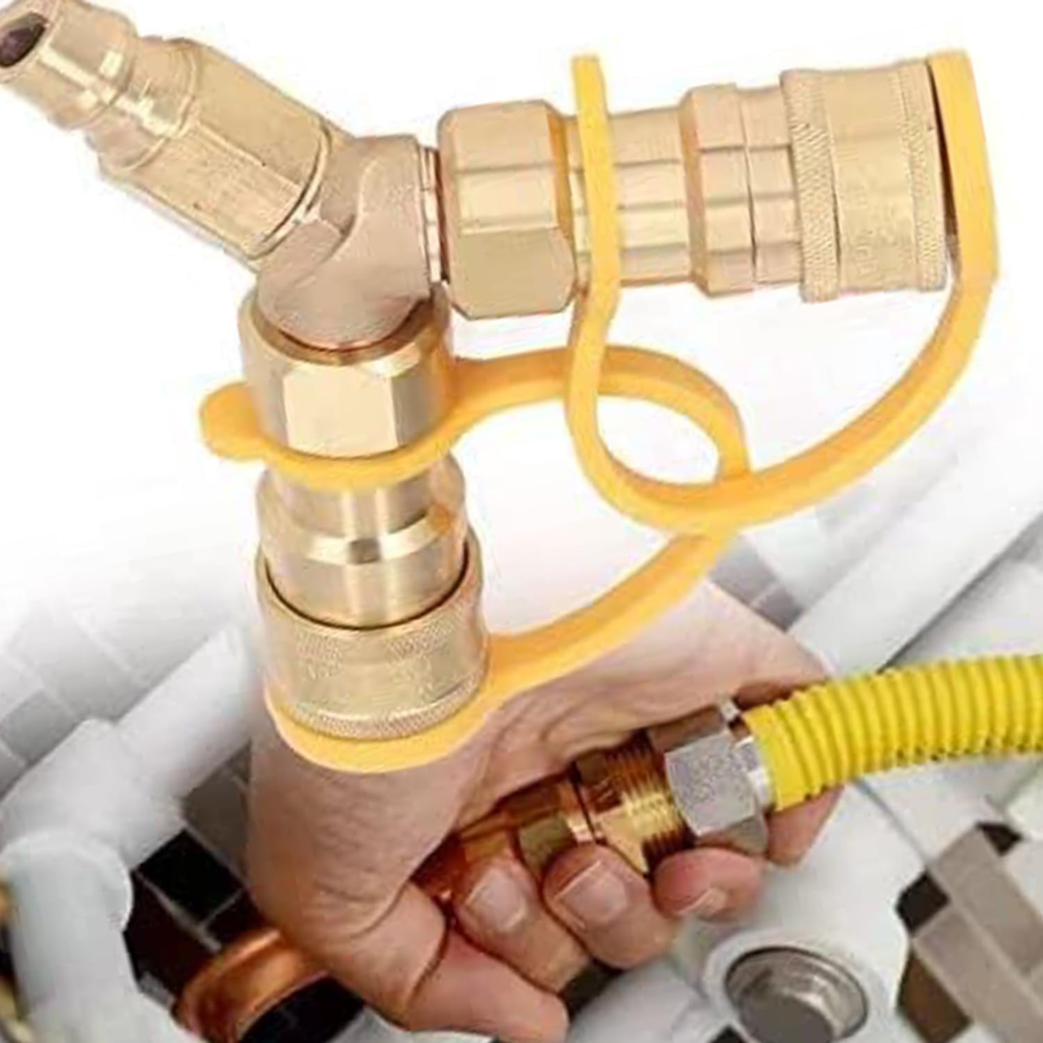 Natural Gas Y Splitter, 1/2 Brass Propane Splitter 2 Way, Quick Connect Adapter for Natural Gas, Conversion Kit for Natural Gas Grills, Patio Heater, Pizza Oven